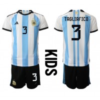 Argentina Nicolas Tagliafico #3 Replica Home Minikit World Cup 2022 Short Sleeve (+ pants)